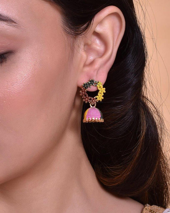 Multi Color Contemporary Jhumka Earrings-VOJ100