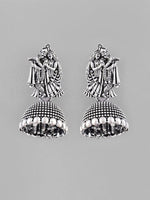 Kanha Studded Oxidised Silver Plated Contemporary Jhumka-VOJ102