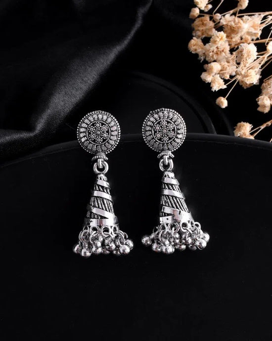 Oxidised Silver Plated Contemporary Jhumka-VOJ104