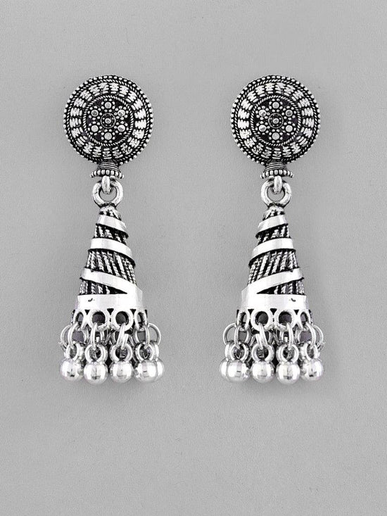 Oxidised Silver Plated Contemporary Jhumka-VOJ104