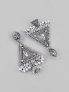 Studded Triangle Oxidised Silver Plated Contemporary Drop Earrings-VOJ107