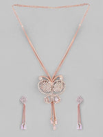 Rose Gold Plated Butterfly Design Pendant Set-VOJ108