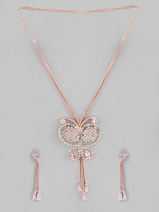 Rose Gold Plated Butterfly Design Pendant Set-VOJ108