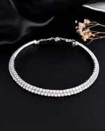 Silver Plated Choker Two Layer Necklace-VOJ109