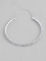 Silver Plated Choker Two Layer Necklace-VOJ109