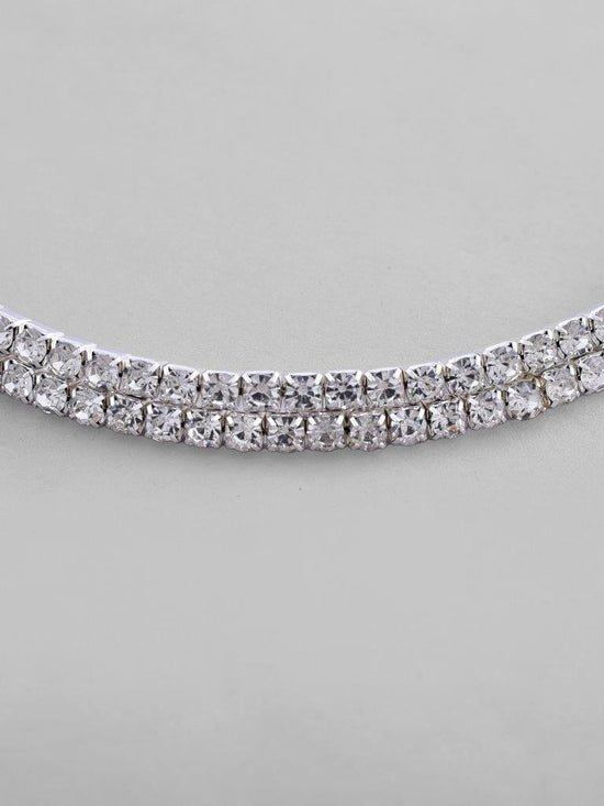 Silver Plated Choker Two Layer Necklace-VOJ109