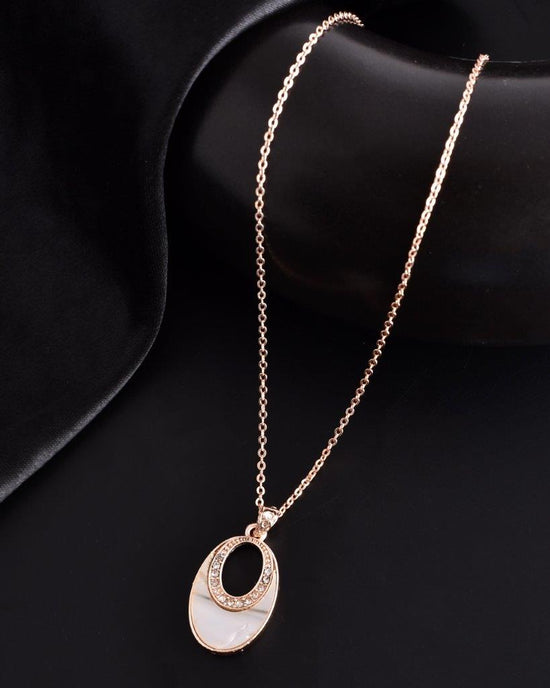 Rose Gold Plated Oval Pandent Chain-VOJ110