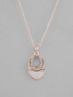 Rose Gold Plated Oval Pandent Chain-VOJ110