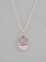 Rose Gold Plated Oval Pandent Chain-VOJ110