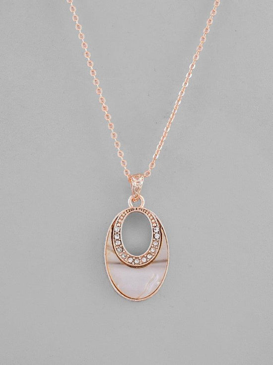 Rose Gold Plated Oval Pandent Chain-VOJ110