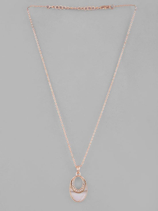 Rose Gold Plated Oval Pandent Chain-VOJ110