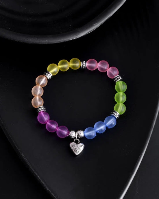 Multi Colour Beaded Elasticated Bracelet-VOJ111