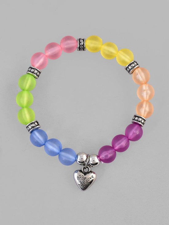 Multi Colour Beaded Elasticated Bracelet-VOJ111