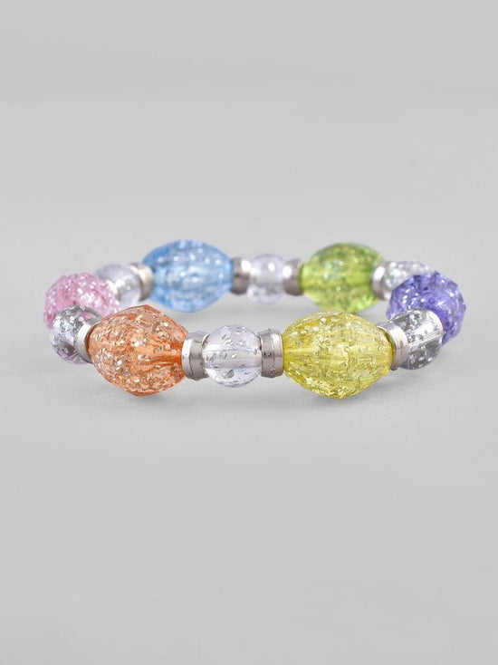 Multi Colour Beaded Elasticated Bracelet-VOJ112