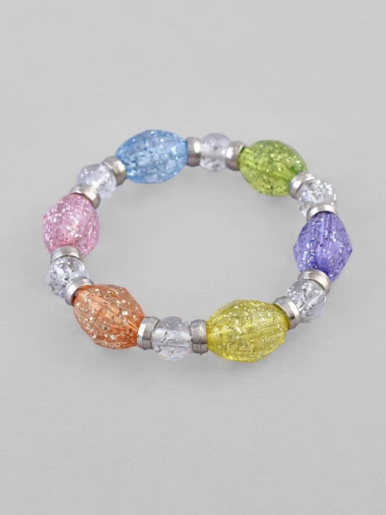 Multi Colour Beaded Elasticated Bracelet-VOJ112