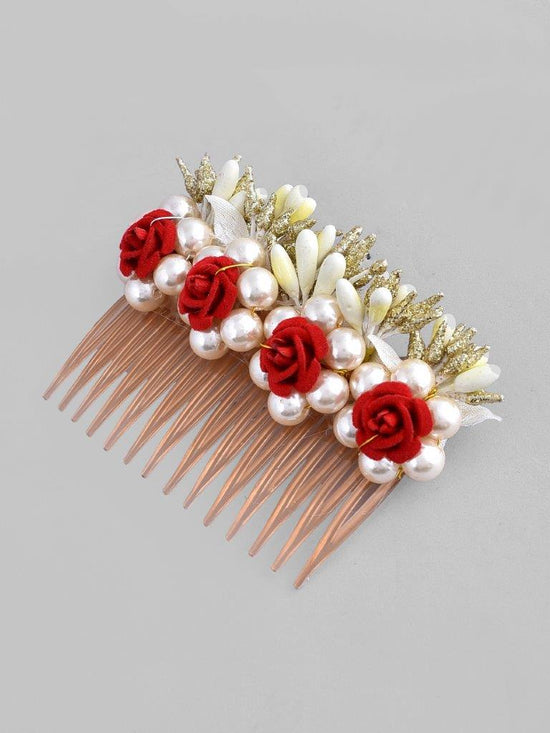 Rose Embellished Comb Pin-VOJ113