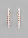 White Pearl Gold Plated Hoops Earrings-VOJ117