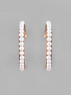 White Pearl Gold Plated Hoops Earrings-VOJ117