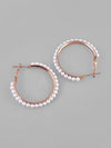 White Pearl Gold Plated Hoops Earrings-VOJ117