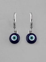 Silver Plated Contemporary Evel Eye Drop Earrings-VOJ118