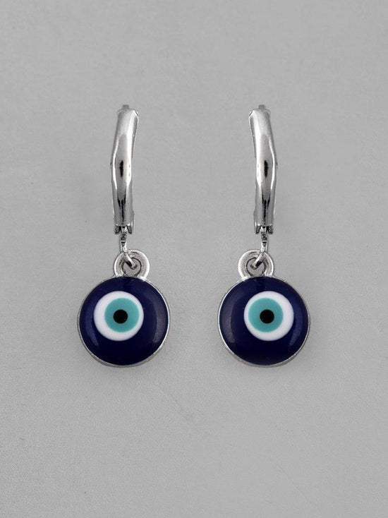 Silver Plated Contemporary Evel Eye Drop Earrings-VOJ118