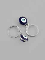 Silver Plated Contemporary Evel Eye Drop Earrings-VOJ118