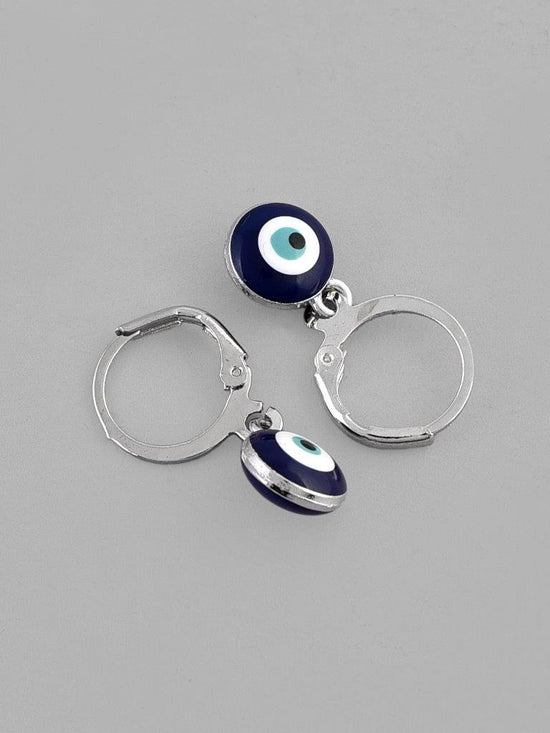 Silver Plated Contemporary Evel Eye Drop Earrings-VOJ118