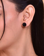 Black Circular Studs Earrings-VOJ120