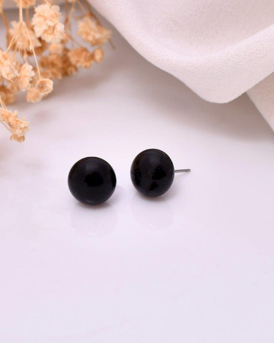 Black Circular Studs Earrings-VOJ120