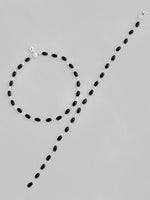 Set Of 2 Silver Plated Black Beads Anklet-VOJ123