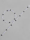 Set Of 2 Silver Plated Black & White Beads Anklet-VOJ124