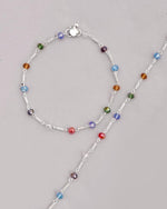 Set Of 2 Silver Plated Multicolor Beads Anklet-VOJ125