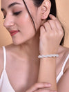 Silver Plated White Kada Beads Kada Bracelet-VOJ126