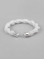 Silver Plated White Kada Beads Kada Bracelet-VOJ126