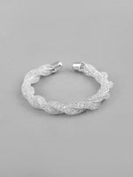 Silver Plated White Kada Beads Kada Bracelet-VOJ126