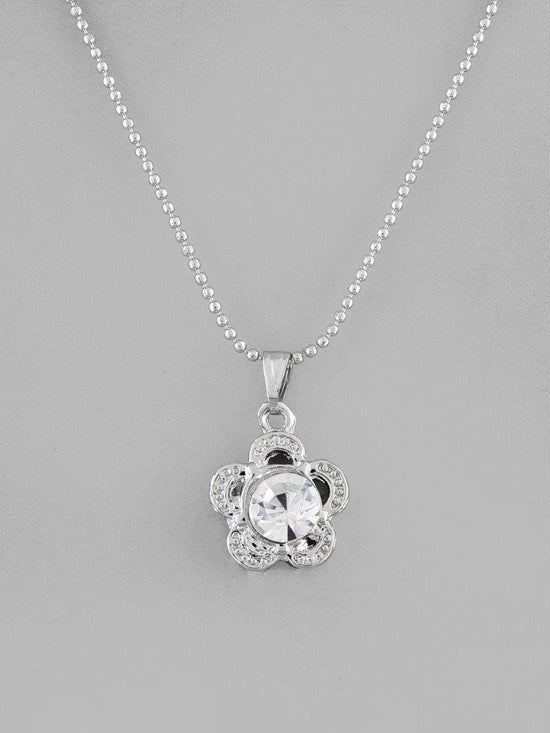 Silver Plated Flower Pandent Chain-VOJ127