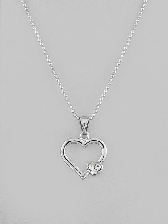 Silver Plated Heart Pandent Chain-VOJ128