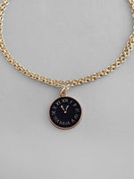 Gold Plated Black Clock Charm Bracelet-VOJ131