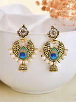 Gold Plated Peacock Contemporay Jhumka Earring-VOJ136