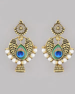 Gold Plated Peacock Contemporay Jhumka Earring-VOJ136