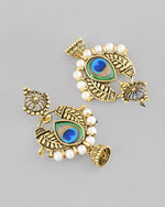 Gold Plated Peacock Contemporay Jhumka Earring-VOJ136