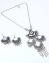 Oxidised Silver Plated Mirror And Ghungharoo Beads Jewellery Set-VOJ201