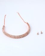 Gold Plated Double Line Stone Studded Choker Jewellery Set-VOJ203