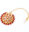 Gold Plated Red Beads Kundan Choker Jewellery Set With Mang Tikka-VOJ204