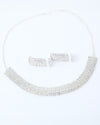 Silver Plated Stone Studded Choker Jewellery Set-VOJ207