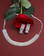 Silver Plated Stone Studded Choker Jewellery Set-VOJ207