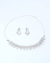 Silver Plated Stone Studded Choker Necklace And Earrings Set-VOJ209