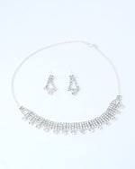 Silver Plated Stone Studded Choker Necklace And Earrings Set-VOJ209