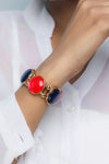 Gold Plated With Multi Colored Stone Studded Wraparound Bracelet-VOJ211