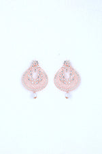 Gold Plated With White Pearl And Stone Studded Earring With Mang Tikka Set-VOJ221